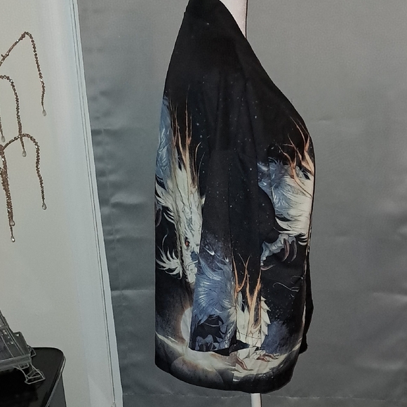 Black Kimono with Mystical Dragon Design - Picture 3 of 5